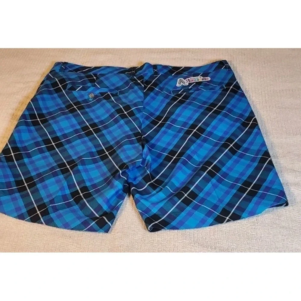 Royal & Awesome Men's golf shorts Sz 40 Blue Plaid Belt Loops 10.5